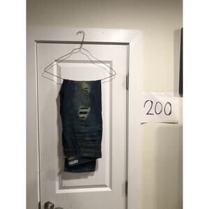 SKU 266 Men’s Distressed Denim Jeans Ripped Dark Wash Waist 36 Streetwear